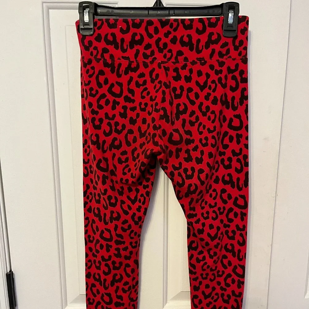 Justice red/black animal print leggings